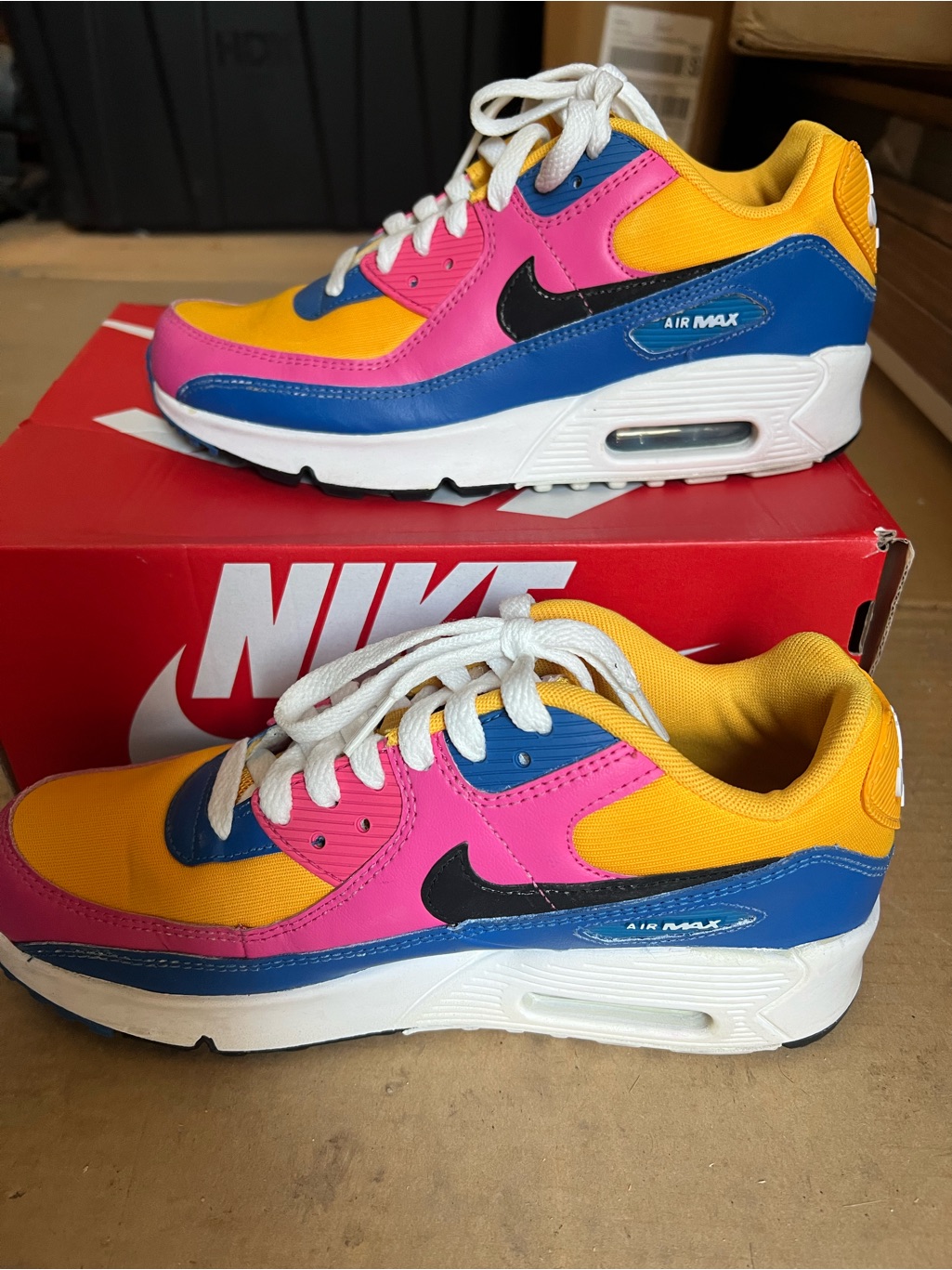 Nike Kids Or Women’s Colorblock Air Max Sneakers - Pink, Blue, Yellow Size 6.5y